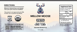 PETS | 1000mg CBD + CBG 1:1 Tincture (Organic)