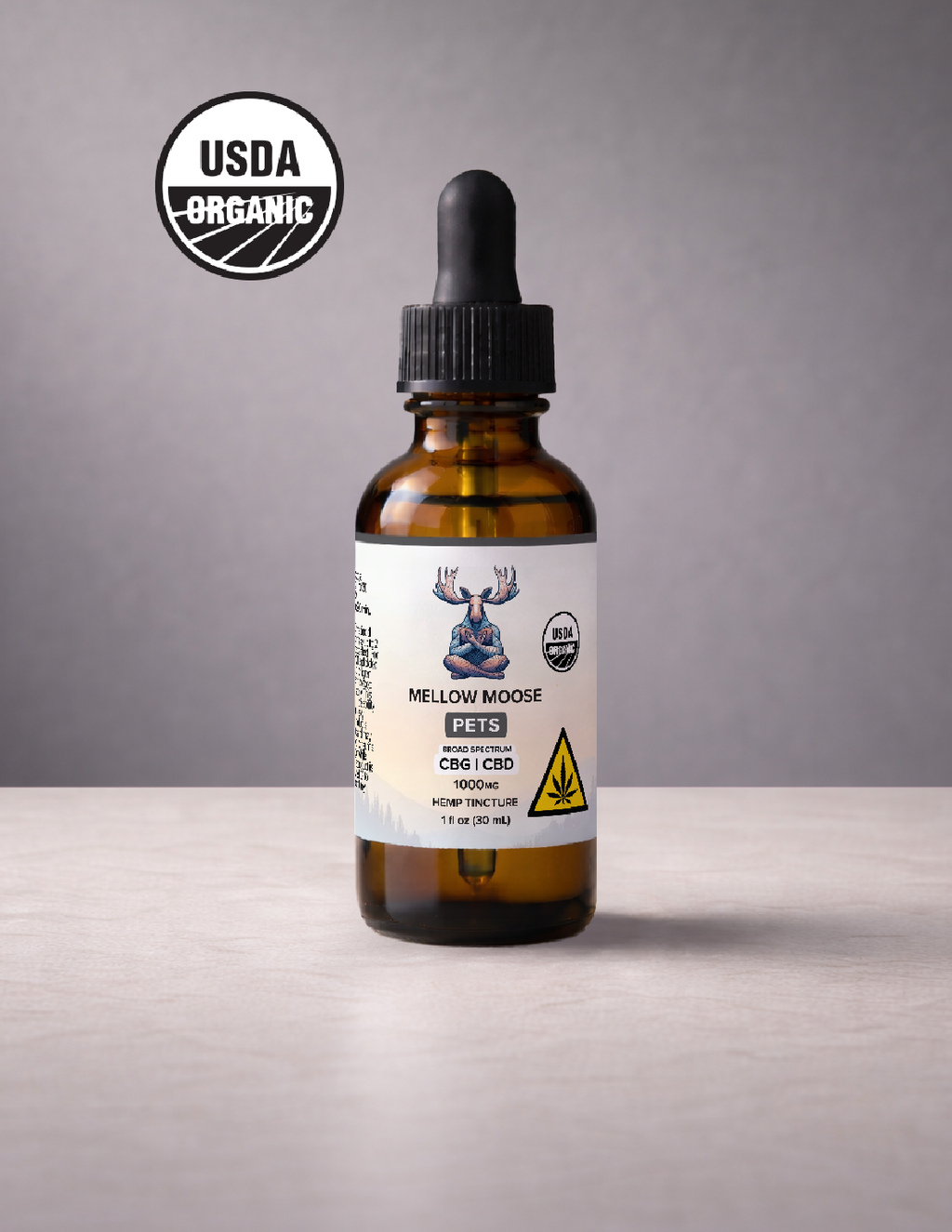 USDA Organic 1000mg CBD + CBG Tincture for Pets | Mellow Moose