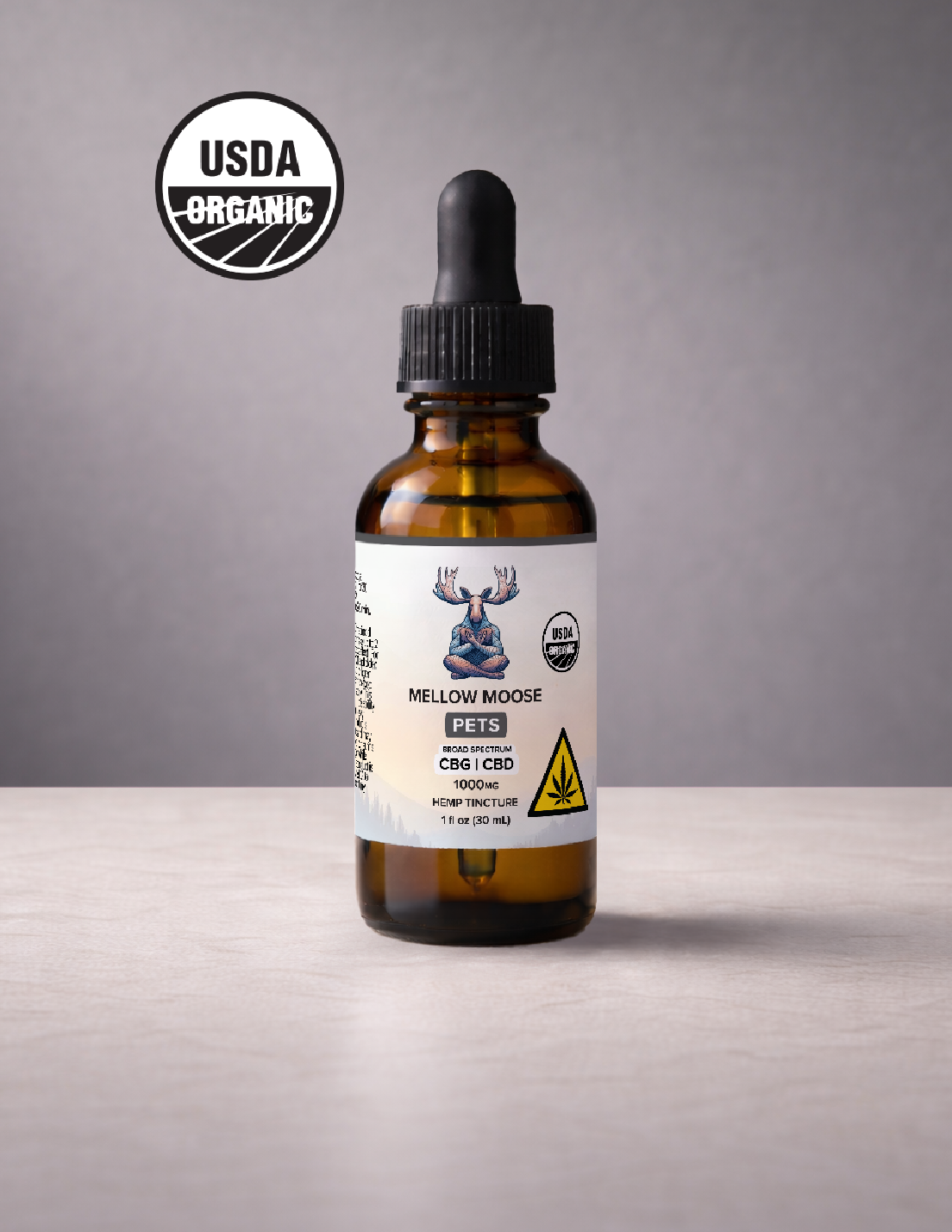 USDA Organic 1000mg CBD + CBG Tincture for Pets | Mellow Moose
